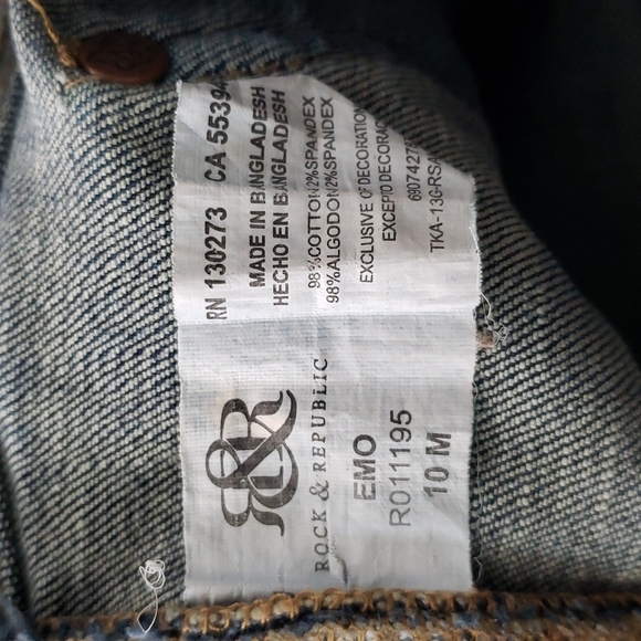 ROCK & Republic Emo Mid Rise Straight Leg Dark Wash Denim Jeans Size 10 - Picture 9 of 9